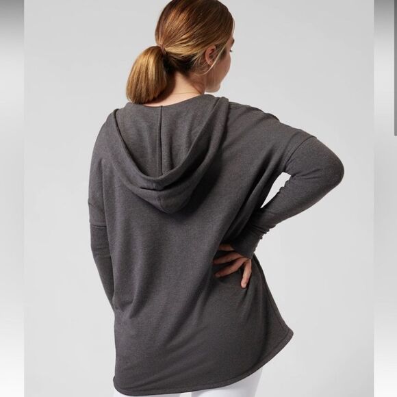Athleta Purana Wrap Sweatshirt Charcoal Heather Grey- Size Small - Picture 2 of 9